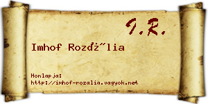 Imhof Rozália névjegykártya