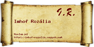 Imhof Rozália névjegykártya